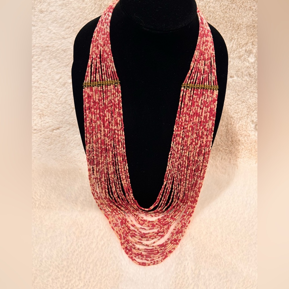 Beaded multi strand necklace